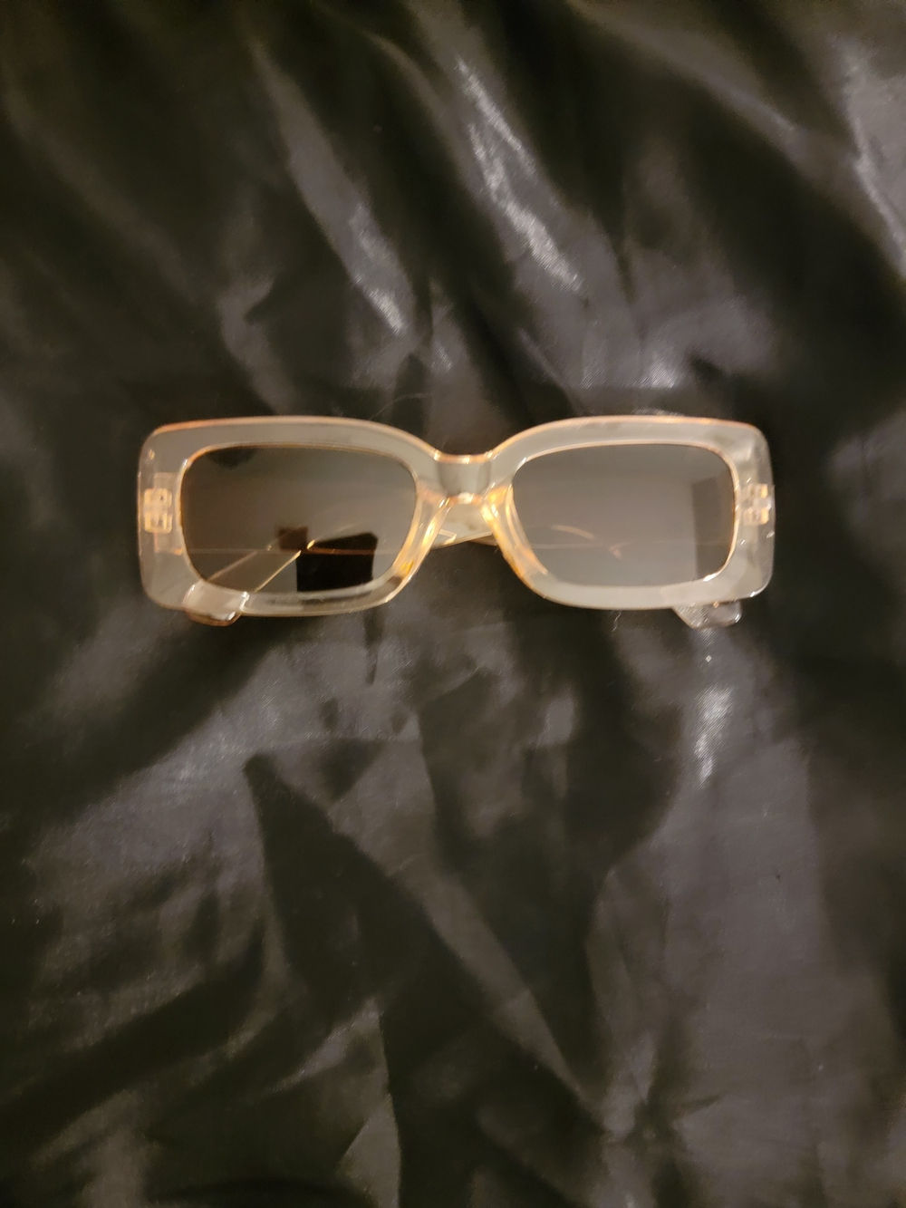 SHEIN Transparent Amber Rectangular Frame Sunglasses
